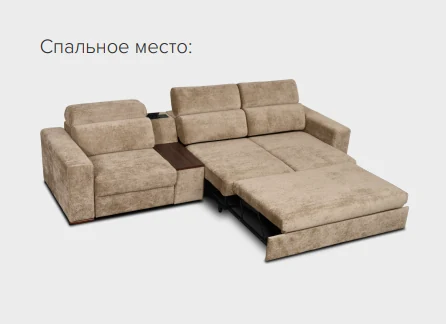Угловой диван: Бок.7 (Б3) + Отт.830+Див.1.60ДТ+С.мал.830+Бк.Г, орех светлый